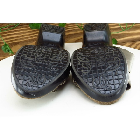 Dansko Women's Size 38 Gray Leather Slide Sandals Flower Accent Comfort Wedge - Picture 7 of 7